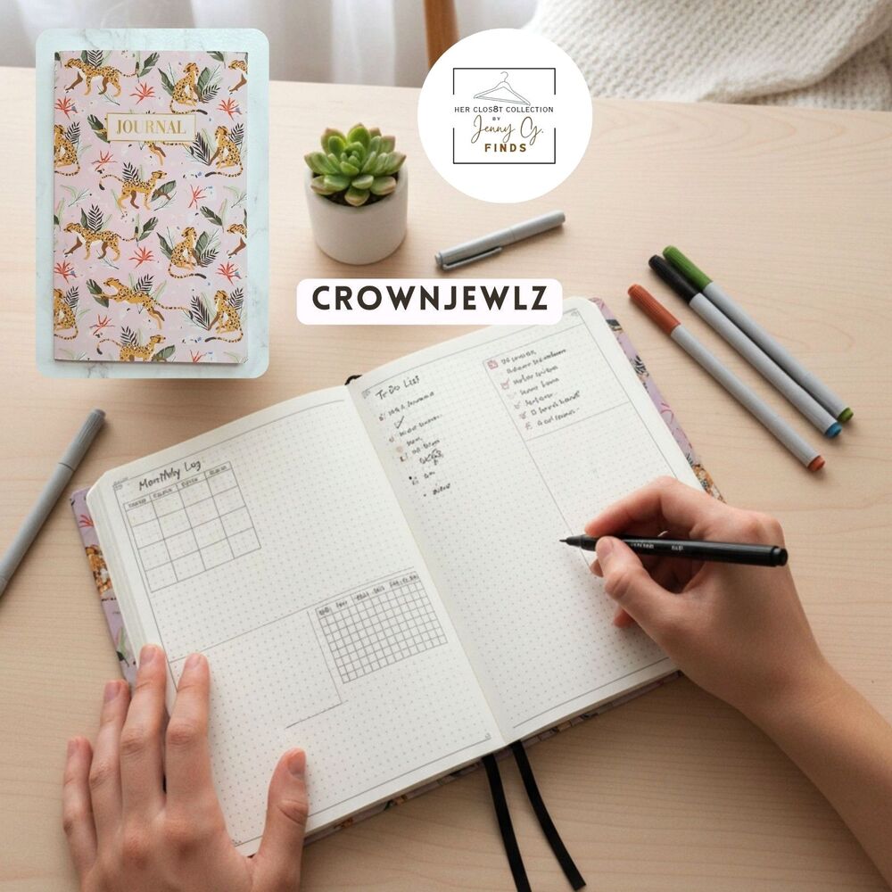 CROWNJEWLZ Cheetah Leopards Tropical Foliage Journal NWOT